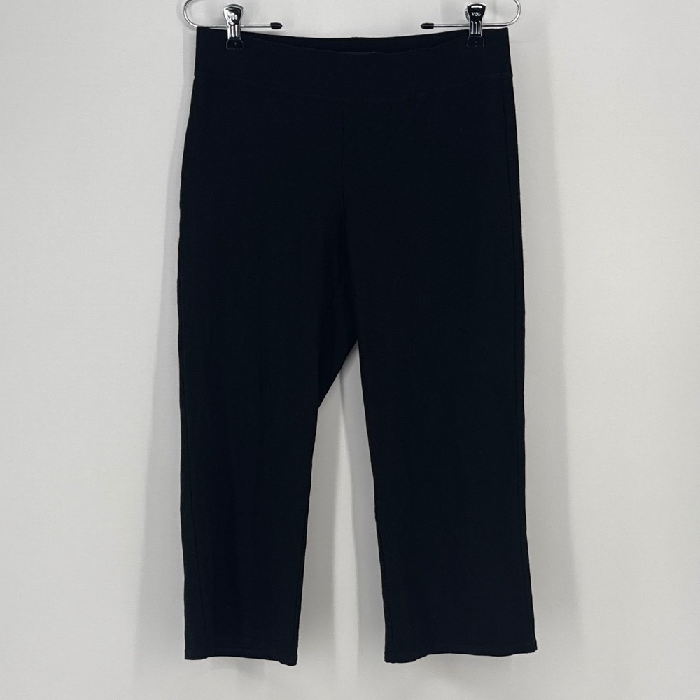 Eileen Fisher Women XS Black Stretch Knit Cropped Leggings Pull On Pants